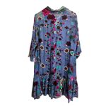 Johnny Was 3/4 Sleeve Floral Burnout Flounce Midi Dress Velvet Silk Dress XL Photo 6