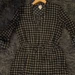 Pink Owl  V-neck Dress W/ Waist Tie Size Medium Black & White Photo 6