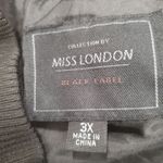 Miss London EUC Collection By Black Label Black Button Down Bomber Jacket 3XL Photo 2