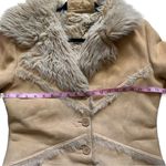 Aziza Y2K Faux Fur Suede Fur Lined Coat 3 Button Jacket Tan XL Photo 2