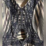 American Eagle  Size Small Blue & White Striped Romper with‎ Cutout and Pockets Photo 4