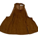 Sage  The Label Brown Asymmetrical Pleated Blouse sleeveless Photo 0