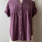 Preswick & Moore  Plum Textured Cotton Button Up Blouse Photo 0