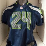 Nike Seattle Seahawks #24 marshal lynch jersey, stitched on field jersey, size med Photo 1