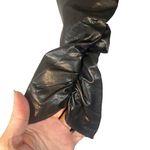 ZARA Black Fitted Bodycon Faux Leather Ruched Dress Women Sz M Photo 2