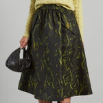 Max Mara Max Mara Cellula Logo Embroidered Jacquard Skirt Size 12 Black Green NWT Photo 0