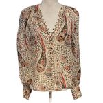 Veronica Beard Marion Blouse Top Oat Multi Paisley Print 100% Silk Size 4 Photo 1