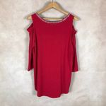 JM Collection  Red Cold-Shoulder Studded Knit Top NEW 0X Photo 11