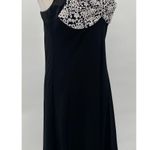 Vintage 90s Cocktail Dress Empire Waist Fit & Flare Lace Floral Black White M Size M Photo 4