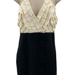 Tibi  New York Halter Dress Womens 4 Black Cream Silk Wool‎ Blend Button Front Photo 0