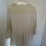 Abound  Ruffle Peplum Blouse Bell Sleeve White Mesh Photo 5