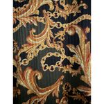 ZARA  Trafaluc Women's Mock Turtleneck Shirt Medium Black Gold Tan Baroque Damask Photo 2