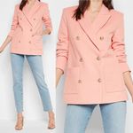 EXPRESS  Flannel Knit Oversized Double Breasted Blazer with Gold Novelty Buttons Photo 4