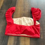 ALBION FIT Red Bella Crop Top Ruffle Swimsuit Top Red Size S Photo 3