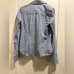 American Eagle  striped ruffled‎ button down shirt - blue, white - Size Small Photo 1