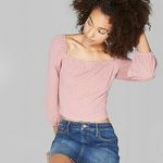 Wild Fable Pink Square-neck Off-shoulder Top Photo 0