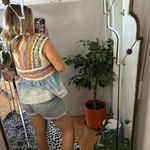 Pilcro  Embroidered Babydoll Top V-Neck Blue Motif Photo 2