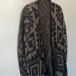 Anthropologie Aztec Print Fringe Cardigan Green Black Small Photo 3