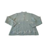 Talbots  Woman's M Blue Snowflake Christmas Tree Sparkle Bead Wool‎ Blend 1/4 Zip Photo 4