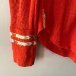 We The Free  Orange Red Embroidered Henley Long Sleeve Shirt Women's size Medium Photo 4