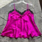 Victoria's Secret Y2K  Magenta Satin Lace Trim 2-Piece Cami & Short Set Large Photo 2