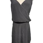 easel 100% silk jeweled surplice wrap top skater dress gray size large L Photo 0