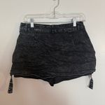 French Kiss  Women's Black Denim Mini Skirt with Buckle Details Large Photo 4