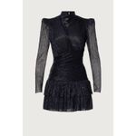 Sabina Musayev Brenda Navy Blue Metallic Long Sleeve Mock Neck Mini Dress Small Photo 1