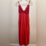 Free People  NWT Lovey Maxi Dress Red Crochet Cotton Size M Photo 3