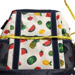 Lands End Large Canvas Coated Fruit Print Backpack Navy Trim Insulated CoolerBag Blue Photo 3