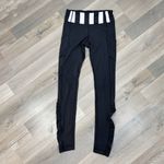 Lululemon Speed Ruched Ankle Striped Waist Leggings Black White 4 Photo 2