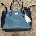 Surell Vegan Leather Tote blue & black color block adjustable handles NWT Photo 3
