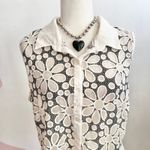 White 3D Flower Mesh Sheer Top Y2K Fairycore Coquette Bridal‎ XL Photo 1