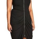 City Chic  Draped Bodycon Dress Two-Way Zip Ruched Black M/18 Photo 0
