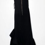 Betsy and Adam NWT  Scuba Crepe Ruffle Slit Bottom Gown Womens Black Size 6P Photo 3