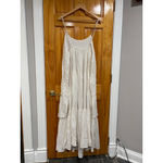 l*space L* White Crinkle Tiered Maxi Dress M Adjustable Straps Boho Beachy Photo 4