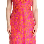 Milly  Silk geometric pink retro sheath dress size 4‎ Photo 0