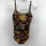 La Blanca Island Goddess Lingerie One Piece Swimsuit Floral Square Neck Brown 12 Photo 5