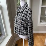 Ophelia Roe  Black White Houndstooth Tweed Cropped Jacket Gold Buttons Large NEW Photo 1
