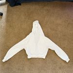 White Fitted Crop Hoodie with Long Sleeves Size M Photo 1