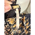 Free People Floral Mini Dress Lace Trim Puff Sleeve Tie Back Black Gold 4 Photo 3