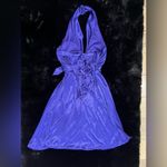 My Michelle  Purple Halter Dress Satin Shine Party Cocktail Y2K Rhinestone Small Photo 6