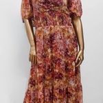 LC Lauren Conrad Floral Fit And Flare Boho Puff Sleeve Tiered Midi Dress Size 1X Photo 6