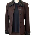 St. John Vintage Santana knit 4 piece brown suede jacket skirt outfit size small Photo 6