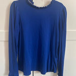 Boden Royal Blue Long Sleeve Top with Ruffle Neckline Size undefined Photo 0