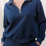 Mate the Label  Womens Organic Cotton Quarter Zip Sweatshirt XS Midnight NWT New Photo 0