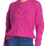 Hot Pink Cable Knit Pullover Sweater by ONE A Pink Size XL Photo 0