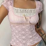 Pink Lace y2k short sleeve shirt top Photo 0