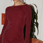 Princess Polly  Leshner Long Sleeve Mini Dress Burgundy Photo 0