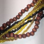 Vintage Wooden Yellow Seed Bead Beaded Multi Strand Boho Necklace Photo 4